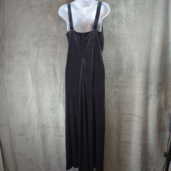 Arianna by Rachel Kaye Gray Velvet Glitter Maxi Dress 90s Y2K Formal Glam Sz 10 - Picture 4 of 9